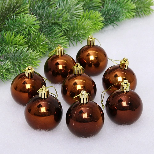 Новогодние шары 5 см (набор 24 шт) "Глянец", шоколад