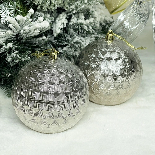 Новогодние шары 10 см (набор 2шт) "Мягкое сияние", Шампань