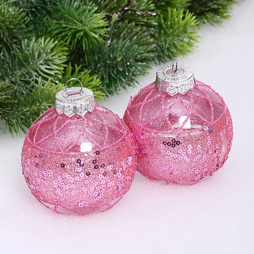 Набор шаров "Лазурная дымка " 8 см (в наборе 2 шт), Розовый