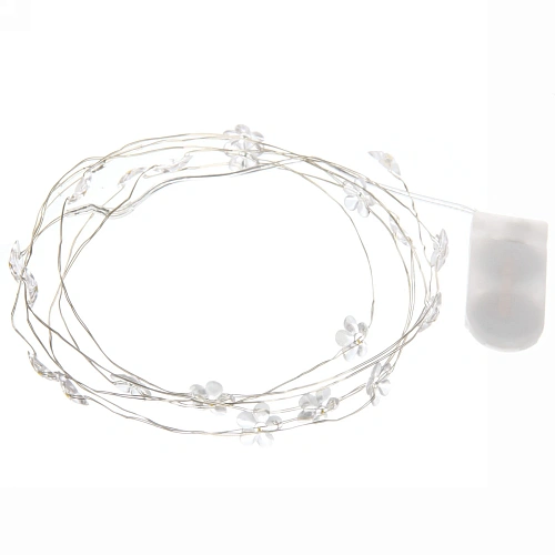 Гирлянда для дома Цветочек на батарейках 2,0 м 20 ламп LED, Теплый белый (постоянное свечение)_4