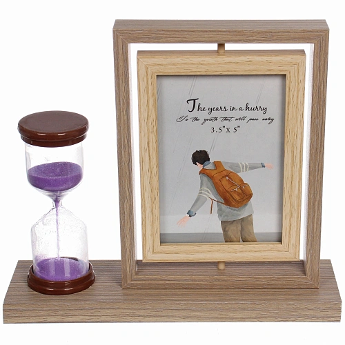 Фоторамка 913см вращающаяся с песочными часами, коричневая_5