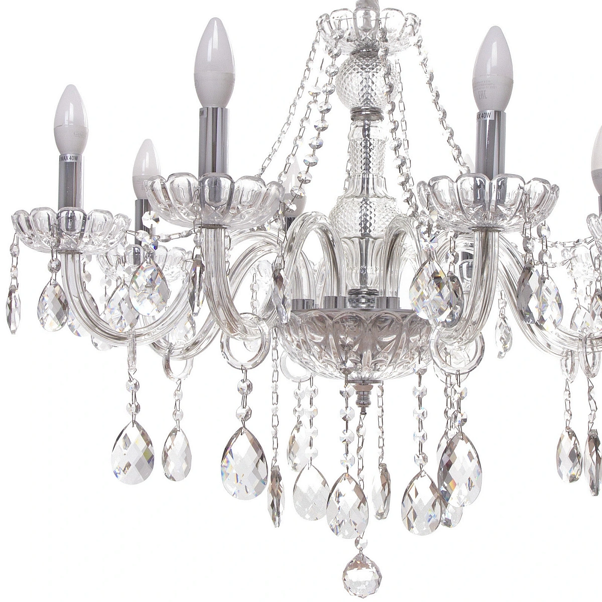 Люстра подвесная в стиле барокко "Alfemminile" 8*40Вт 25-DZ888 со стеклянными основаниями