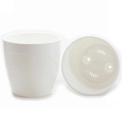 Кашпо для цветов пластиковое 4,5л d-20см "Грация" со вставкой белый