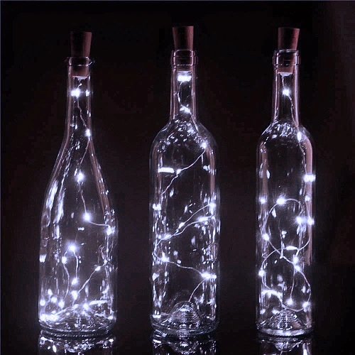 Гирлянда для дома на батарейках 1 м 10 ламп LED, 1 реж.,IP-20 (с пробкой д/бутылки), Белый