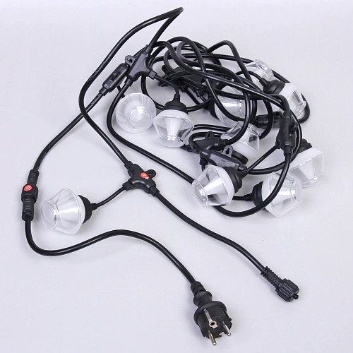 Гирлянда для улицы НИТЬ Spectrum 5 м 10 ламп LED (56 см), черный провод, авторежим, IP-65, Теплый белый (возможность соединения)_5