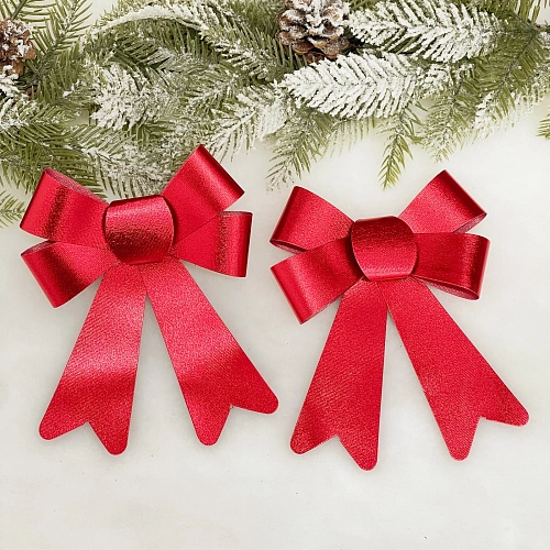 Бант на ёлку "Сказочные блики" (набор 2 шт), Красный