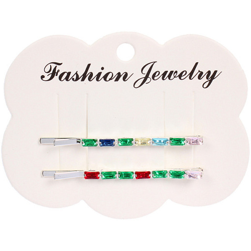 Невидимки для волос 2шт "Кристалы Агоры", малые стразики, 5см (блистер и пакет с подвесом)