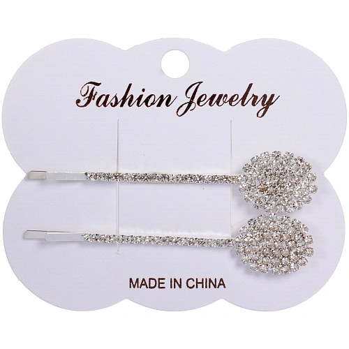 Невидимки для волос 2шт "Кристалы Агоры", стразики, цвет серебро, 6,5см (блистер и пакет с подвесом)