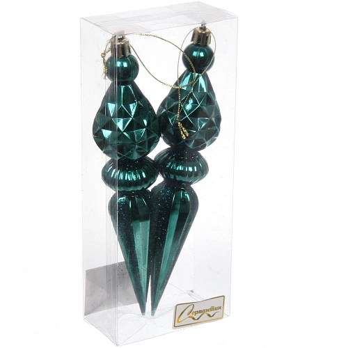 Ёлочные игрушки Сказочная сосулька 17,8 см, Изумруд (набор 2 шт)_2