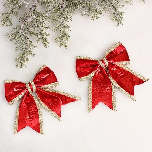 Бант на ёлку "Волшебная сказка" 14*16*6 см (набор 2 шт), Красный