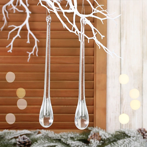 Подвеска "Изящная капля" 24 см (набор 2 шт), Прозрачный