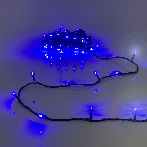 Гирлянда для улицы "Мерцание" 20м 240 ламп LED чёрный провод,1 реж.,IP-54, Синий (возможность соединения)