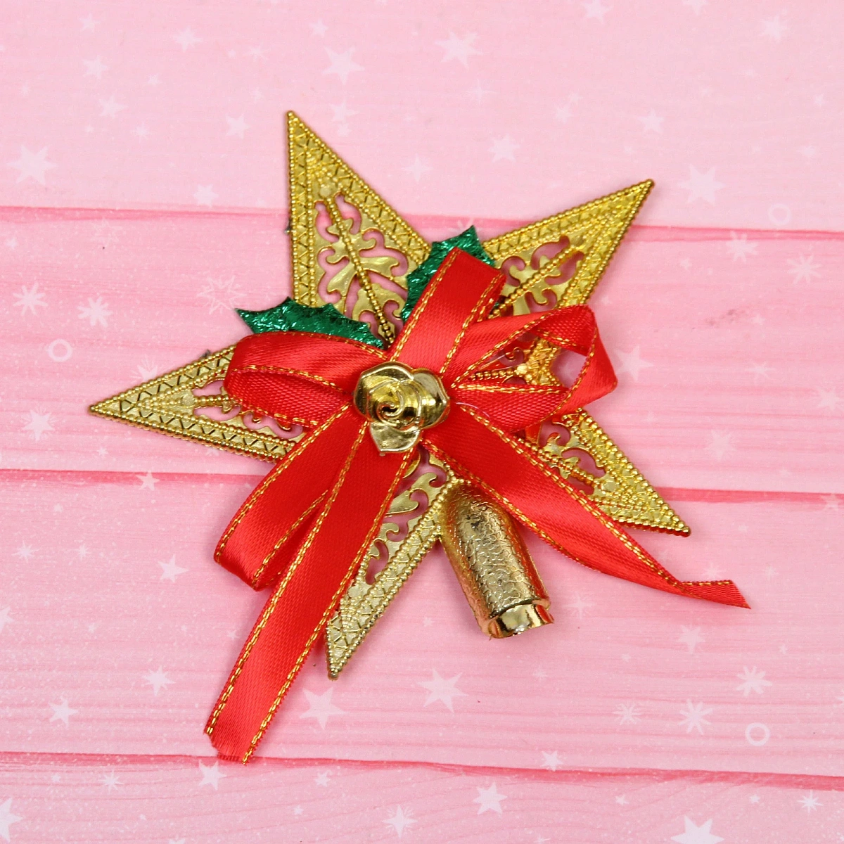 Верхушка на ёлку "Сияющая звезда" 10 см, золото