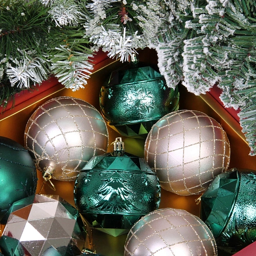 Новогодние шары Волшебный вальс 8 см (набор 12 шт), ИзумрудШампань_6