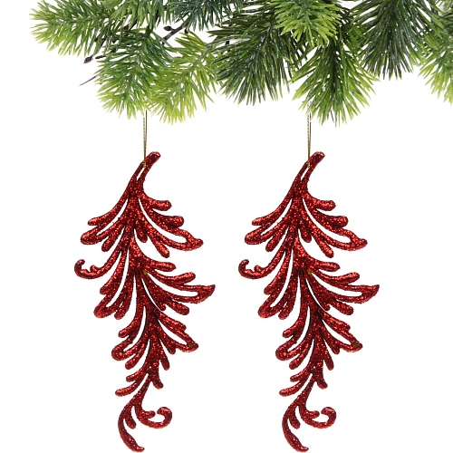 Подвеска Волшебное перо 10 см (набор 2 шт), красный_4