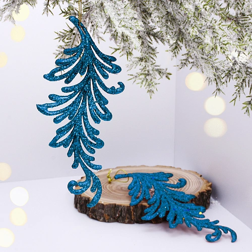 Подвеска "Волшебное перо" 10 см (набор 2 шт), голубой