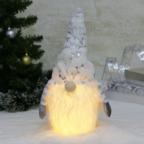 Сувенир новогодний "Лесовичок - Затейник" 41*13 см, Золото (с подсветкой)