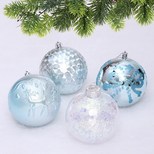 Новогодние шары "Сказочное королевство" 10 см (набор 8 шт), Голубой