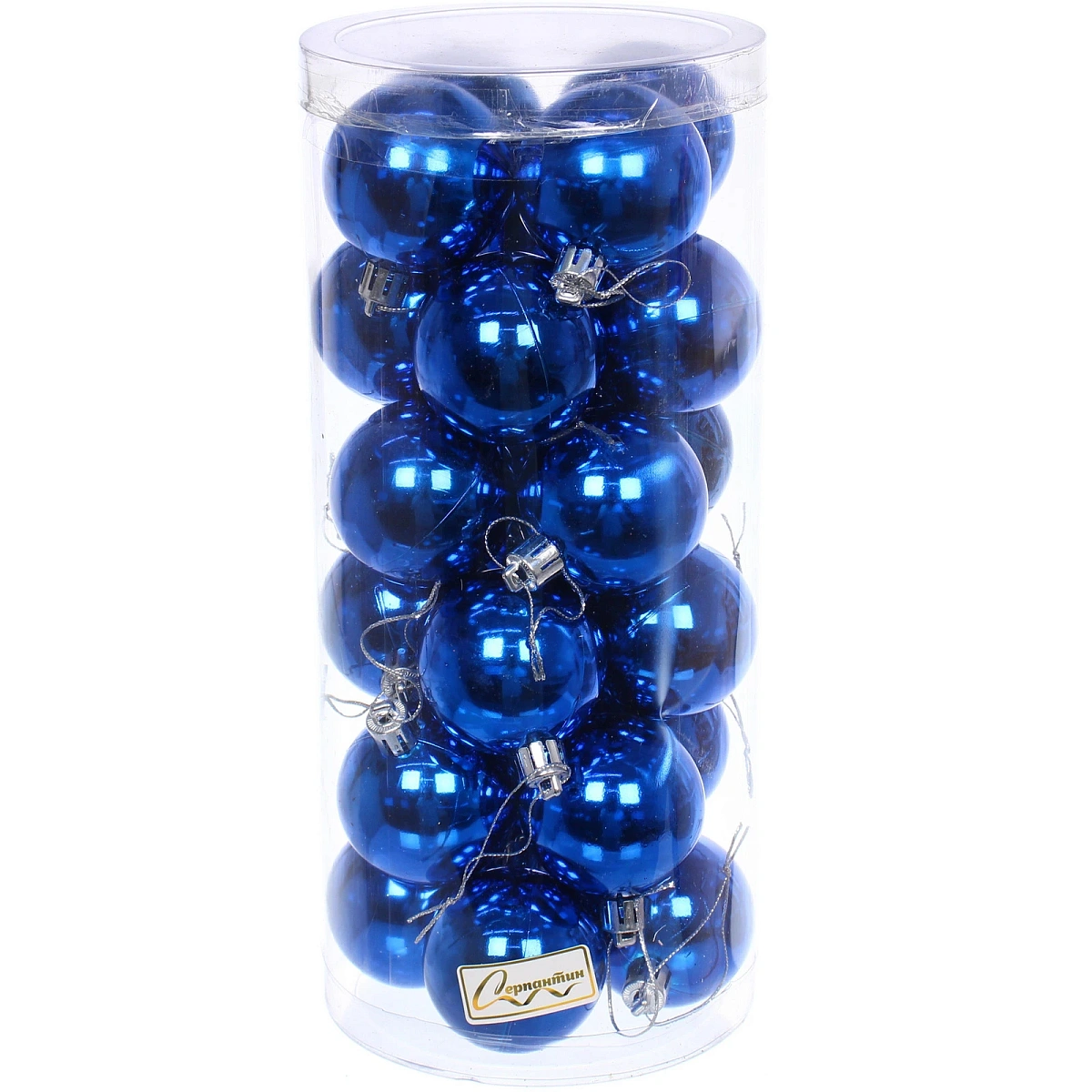 Новогодние шары 5 см (набор 24 шт) "Глянец", синий