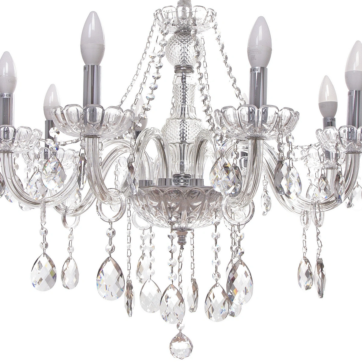 Люстра подвесная в стиле барокко "Alfemminile" 8*40Вт 25-DZ888 со стеклянными основаниями