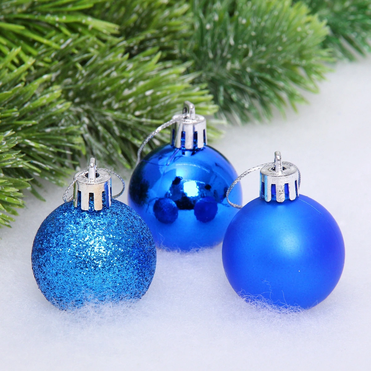 Новогодние шары 4 см (набор 24 шт) "Микс фактур", синий