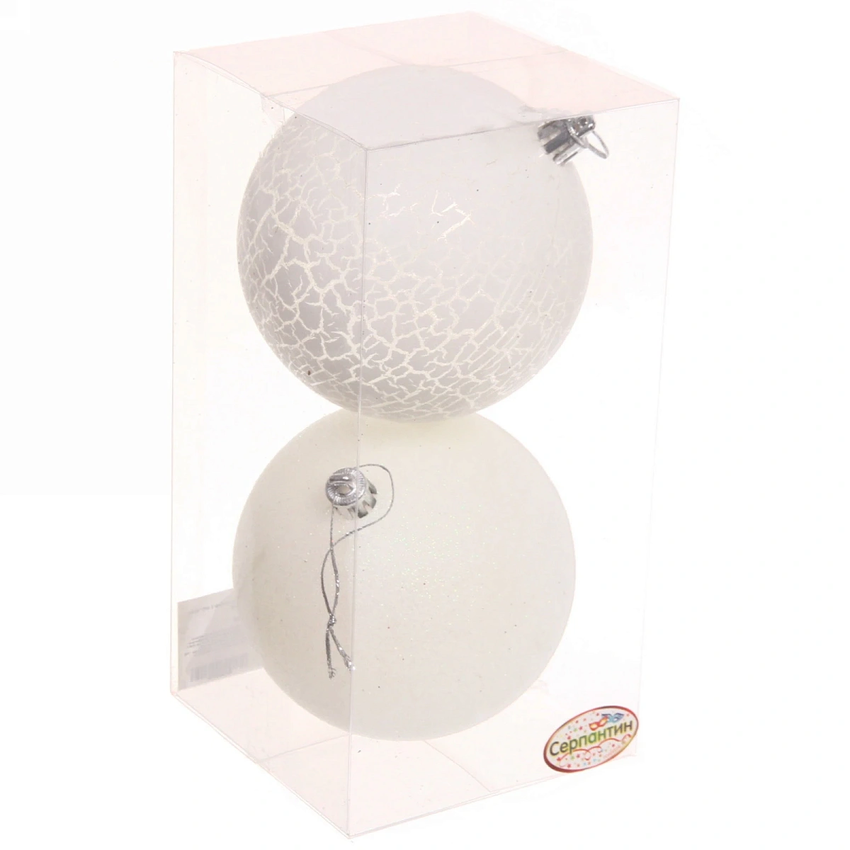 Новогодние шары 10 см (набор 2 шт) "Микс фактур", Белый/рельеф