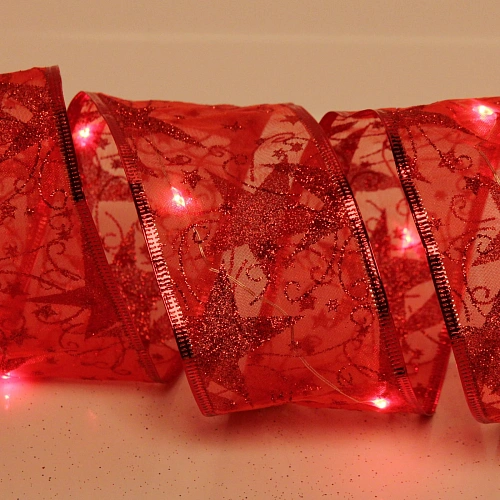 Гирлянда для дома ЛЕНТА ДЕКОРАТИВНАЯ  Звездное сияние 2,0 м, 6 см, 20 ламп LED (на батарейках), Красный (подсветка красный)_3