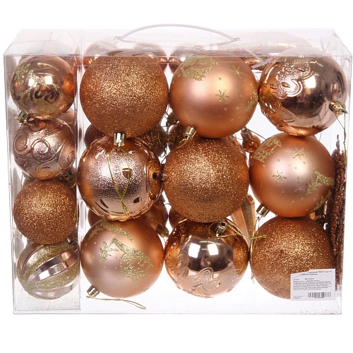 Набор ёлочных украшений Wish 6 см + 4 см (53 предмета), Шампань_5