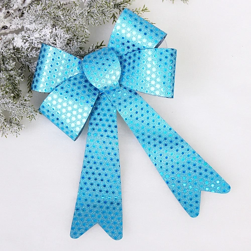 Бант на ёлку "Искры" 18*26 см, Голубой