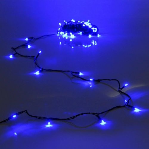 Гирлянда для дома  7,5м 80 ламп LED зелёный пров.,8 реж, IP-20, Синий