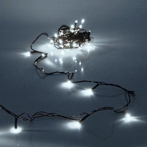 Гирлянда для дома НИТЬ 5 м 36 ламп LED черный пров.,8 реж, IP-20, Белый (ПЕРВАЯ ЦЕНА)