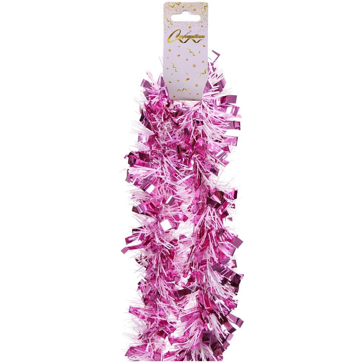 Мишура "Блеск" 2 м 9 см, Розовый/Белый