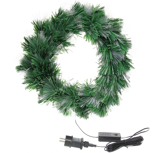 Венок хвойный Волшебные переливы d-40 см светодиодный, Теплый белый_5