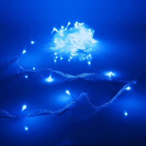 Гирлянда для дома "Bright light" 9,5м 100 ламп LED прозрач.пров.,8 реж, IP-20, Синий (возможность соединения)
