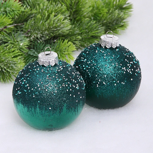 Набор шаров "Сказочная полночь" 10 см (в наборе 2 шт), Изумруд