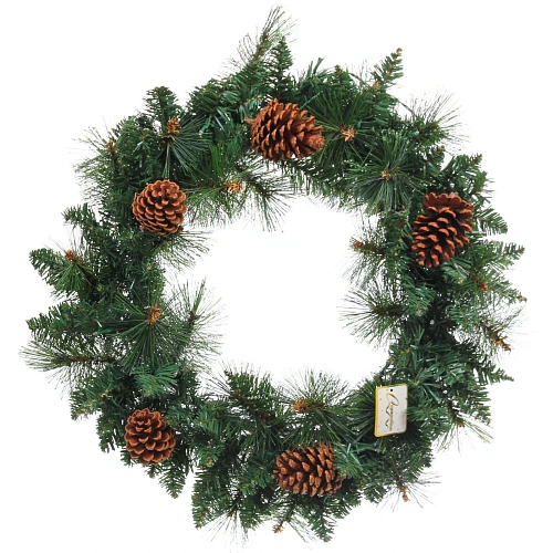Венок хвойный "Богатство шишек" d-60 см, леска, ПВХ, шишки