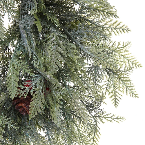 Венок хвойный Искрящиеся ветви d-50 см, литой ПВХ, шишки, ягоды_7