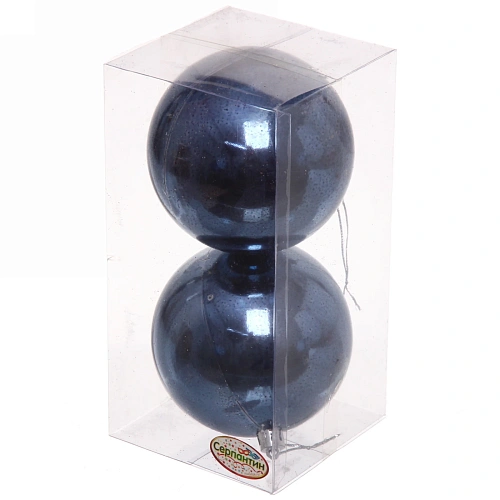 Новогодние шары 10 см (набор 2 шт) Глянец, сапфир_3