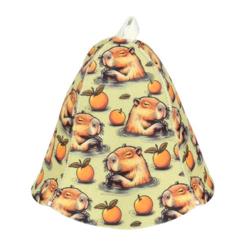 Шапка для бани и сауны с орнаментом "Капибара" "Банные штучки", войлок