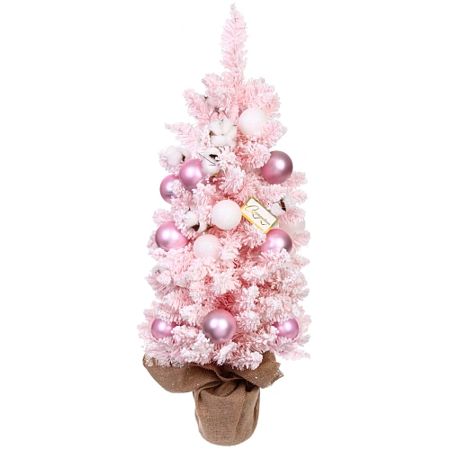 Елка декоративная "Нежность" 90 см, ПВХ с белым напылением (136 веток), Розовый