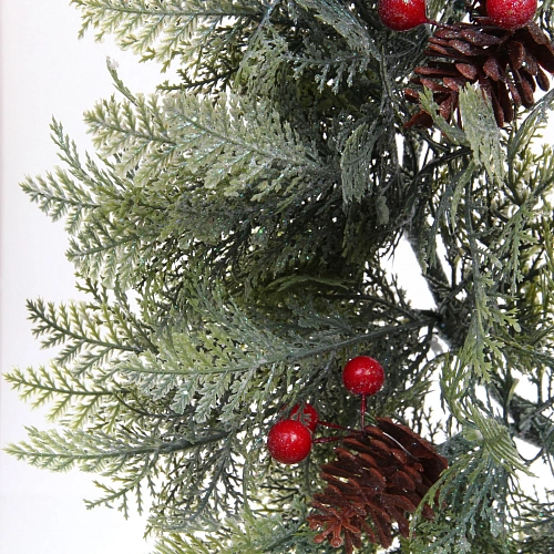 Венок хвойный Искрящиеся ветви d-50 см, литой ПВХ, шишки, ягоды_5