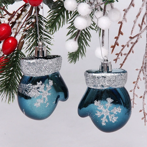 Ёлочные игрушки "Волшебные варежки" 6 см (набор 2 шт), Сапфир