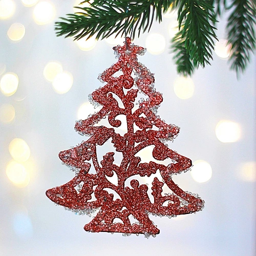 Подвеска "Вечерняя ёлочка" 8*10 см, Янтарь