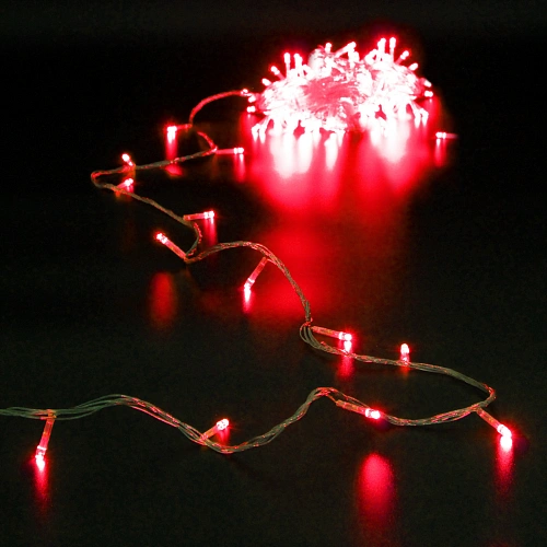 Гирлянда для дома 16м 180 ламп LED прозрач.пров.,8 реж, IP-20, Красный (возможность соединения)