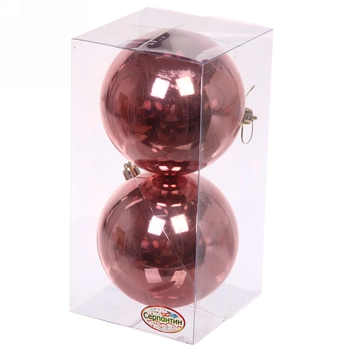 Новогодние шары 10 см (набор 2 шт) Глянец, розовое золото_3