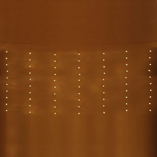 Гирлянда для дома ЗАНАВЕС Жемчужина ш3 в1 м 100 ламп LED, прозр пров, 8 реж,IP-40, Теплый белый (возможность соединения)_5