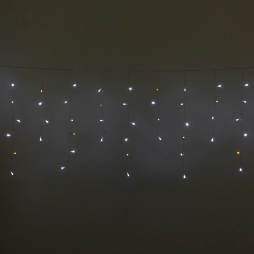 Гирлянда для улицы БАХРОМА "Мерцание" ш5м* в40/60см 180 ламп LED, прозр.пров,1 режим, IP-54, Белый/Теплый белый мерцает (возможность соединения)