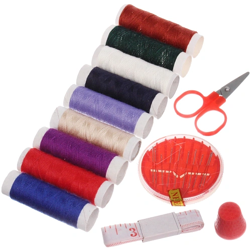 Швейный набор в ZIP упаковке с подвесом "Favorite Hous" (нитки,наперсток,иголки,ножницы,сант. лента)✦