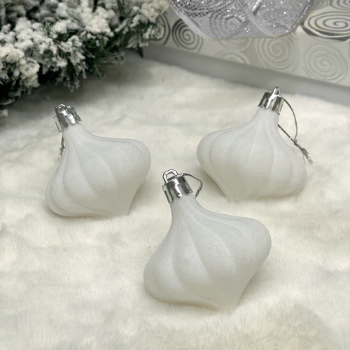 Набор ёлочных украшений VELOUR "Волшебная юла" 6 см (набор 3 шт), Белый