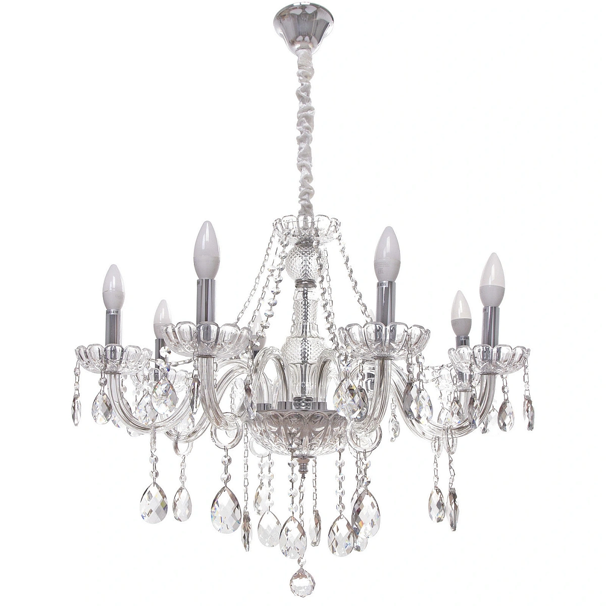 Люстра подвесная в стиле барокко "Alfemminile" 8*40Вт 25-DZ888 со стеклянными основаниями